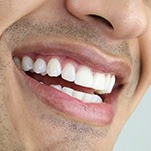 Up-close view of man with whiter teeth